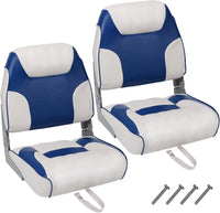 Garvee 2 Pack Boat Seats Low Back, Fold-Down Fishing Boat Chair, Thickened Sponge Padding, Stainless Steel Screws, Weather-Resistant PVC, Aluminum Hinges, Suitable for Sightseeing, Speedboat, Canoe