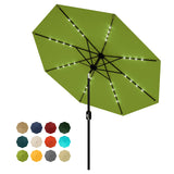 Garvee 10 FT Patio Umbrella with Solar Lights, Outdoor Table Umbrella, Waterproof UV Protection, Green - Green