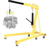 Garvee 2 Ton Engine Hoist with Leveler Folding Hydraulic Cherry Picker for Warehouse Garage Workshop Yellow - Yellow