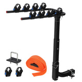 Garvee 4 Bike Hitch-Mounted Bike Rack Foldable Steel Frame Bicycle Car Rack with Anti-Rattle Hitch Tightener for SUVs Trucks Black - 4-Bike Hitch Mount