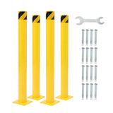 Garvee Safety Bollards 4 Pack Durable Yellow Steel Posts 42 in Height 4.5 in Diameter with Anchor Bolts for Traffic Control & Driveway Protection