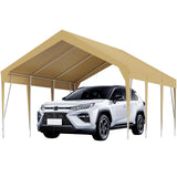 Garvee 10'x20' Carport with Upgraded Frame, Adjustable Height 9.3-10 FT, Waterproof & UV-Resistant Portable Garage Shelter for Cars, Boats, Trucks, Multiple Colors - Yellow