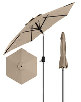 Garvee 7.5FT Patio Umbrella Outdoor Table Market Umbrella with Push Button Tilt and Crank Tan for Garden Deck Backyard Pool - Tan