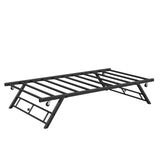 Garvee Stand Up Trundle Day Bed Twin Size Metal Slats Lockable Casters Black Space-Saving Under-Bed Storage - Sand Black