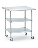 Garvee Stainless Steel Prep & Work Table with Casters for Commercial Kitchen, 24x30x34 Inch, Silver