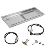 Garvee Square Fire Pit Burner 36x12 Stainless Steel Rust-Resistant Propane & Natural Gas Indoor Outdoor