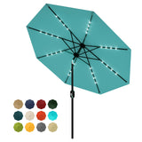 Garvee 10 FT Patio Umbrella with Solar Lights, Outdoor Table Umbrella, Turquoise, Waterproof, UV Protection - Turquoise