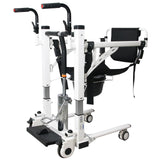 Garvee Patient Lift Transfer Chair Hydraulic Lift 180° Split Seat Adjustable Height Portable Bathroom Wheelchair Bedside Commode Chair Home Use