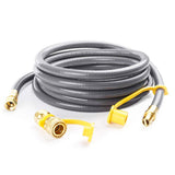 Garvee 36 ft Natural Gas Grill Hose With 3/8 in Male Flare Quick Connect Fittings For Outdoor Gas Grill Pizza Oven Heater, Natural Rubber, Heavy-Duty - Grey