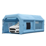 Garvee Portable Inflatable Spray Booth Tent with 480W Blower and 3-Layer Filter System for Car and Motorcycle Painting, 20x13x9 ft Blue