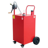 Garvee 50 Gallon Portable Gas Caddy Gasoline Diesel Can Hand Siphon Pump With Rolling Flat-Free Solid Rubber Wheels for Boat, Atv, Car, Motorcycle - Red