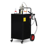 Garvee 30 Gal Fuel Caddy With Manual Pump Heavy Duty Gasoline Diesel Transfer Tank On Wheels Black - Black
