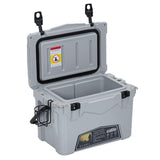 Garvee 20 Qt Rotomolded Hard Cooler – Portable Insulated Ice Chest with Heavy Duty Handle, 5-Day Ice Retention, Metal Cup Holder, Fish Ruler, Drain Plug, Leak-Proof Design for Camping, Beach, Picnic, BBQ, Fishing - Gray