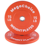 Garvee Rubber Bumper Weight Plates 10,15,25 LBS Pairs 2 in Rubber Bumper Plates for Home Gym Workout Orange 15 LBS Pairs - Orange 15Lbs X2Pc