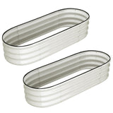 Garvee 2 Pcs 4.5x2x2ft Oval Raised Garden Bed, Galvanized Metal Planter Beds for Outdoor Garden, White - White(Rubber Edge)