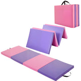 Garvee Gymnastics Mat, Thick Portable Exercise Mat for Yoga, Pilates, Martial Arts, 6x2 Ft Four-fold, Blue