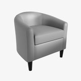 Garvee Accent Chairs Faux Leather Barrel Club Chairs Comfy Living Room Bedroom Reading Room Gray