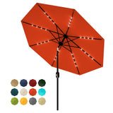 Garvee 10 FT Patio Umbrella with Solar Lights, Outdoor Table Umbrella, Orange, Waterproof, UV Protection, 8 Durable Ribs, Tilt & Crank Mechanism - Orange