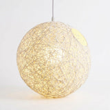 Garvee Natural Hand-Woven Rattan Pendant Lampshade White Bohemian Vine Ball Light Shade for Bedroom Cafe Home Decor - White