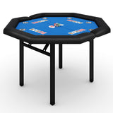 Garvee 48" Poker Table Foldable 8-Player Casino Table with Padded Rails Stainless Steel Cup Holders Folding Metal Legs Octagon Blue - Blue