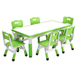 Garvee Kids Table & 6 Chair Set, Adjustable Height, Toddler Arts & Crafts Table, Eco-Friendly Material, Ages 2-10, Max 300lbs, Home & Classroom Use - Green-Tone