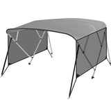 Garvee 4 Bow Bimini Tops for Boat with Zipper Side Curtains, 8'L x 54"H x 73"-78"W, Grey, Aluminum Frame, Marine Canopy - Grey
