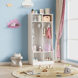 Garvee 2-Section Classroom Coat Locker With 4 Cubbies, Hooks For Home School Nursery Kindergarten, 22"x13"x47.6", White - White