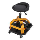 Garvee 330LBS Rolling Shop Stool for Garage - Heavy-Duty Mechanic Stool, Ease to Move with 360° Universal Casters, Engineering Design, High-Storage - Yellow