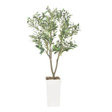 Garvee 5FT Tall Lifelike Artificial Olive Tree with White Planter Natural Wood Trunk Realistic Fruits Home Office Decor