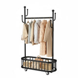 Garvee Rolling Clothing Rack with Wheels and Basket Storage, Metal Moveable Large Coat Rack for Bedroom and Boutique, 39.37x68.9 inches, Black - Black