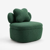 Garvee Teddy Bear Accent Chair Green Fluffy Boucle Upholstered Sofa Cloud-Shaped Armchair for Living Room Bedroom Compact Size