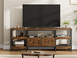 Garvee Industrial TV Stand with 2 Drawers Rustic Brown 71 in Entertainment Center for TVs Up to 65 in