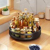 Garvee Round Metal Rotating Spice Rack For Kitchen, Rotating Storage Rack, Turntable Organizer, Carbon Steel, Stylish Black - Small-Black