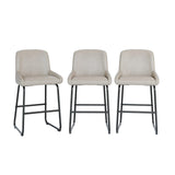 Garvee PU Leather Bar Stools Set of 3, Counter Height with Back and Footrest for Kitchen Island, Grey, 26.5" Seat Height - Gray