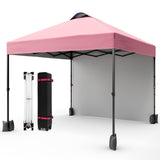 Garvee 10x10ft Pop Up Canopy Tent with Sidewall, Pink, Portable Outdoor Gazebo for Picnic and Camping - Black Iron Pipe + Peach Pink Cloth