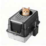 Garvee Stainless Steel Cat Litter Box Large Front & Top Entry Odor Control Easy Clean - Black1