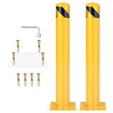 Garvee 48" Safety Bollard 4.5" Diameter Commercial Grade Steel Post High-Visibility Yellow for Storefronts Warehouses Set of 2