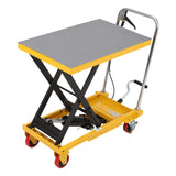 Garvee Hydraulic Lift Table Cart 500 LBS Capacity Steel Frame Non-slip Pad 72.4cm Lift Height Workshop Warehouse - Yellow
