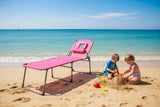 Garvee Tanning Chair With Face Hole Folding Beach Lounge Chair, 5-Position Adjustable Backrest, Portable, Pink - Pink