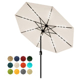 Garvee 10 FT Patio Umbrella with Solar Lights, Waterproof UV Protection, Beige, Outdoor Garden Poolside - Beige