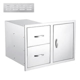 Garvee Outdoor Kitchen Cabinets Stainless Steel Drawer Combo Multi-Layer Design BBQ Island Patio Grill Station 33Wx22Dx22H