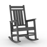 Garvee HDPE Weather Resistant Rocking Chairs, Oversized High Back Porch Rocker, Patio Outdoor, 35''D x 25.4''W x 41.9''H, White - Grey