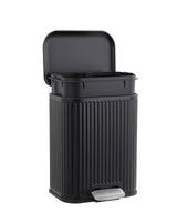 Garvee 1.3 Gal Bathroom Trash Can, Step Garbage Can with Soft-Close Lid, Stainless Steel Recycling Bin for Office, Rectangular, Fluted Design - Black