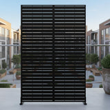 Garvee 6x4FT Outdoor Metal Privacy Screen Louvered Decorative Privacy Fence Steel Garden Divider Black for Patios Gardens Balconies Backyards - Venetian Style - Black