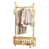 Garvee Rolling Clothing Rack with Wheels and Basket Storage, Metal Moveable Large Coat Rack for Bedroom and Boutique, 39.37x68.9 inches, Black - Gold