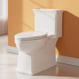 Garvee One-Piece Toilet Comfort Height 16.5 in Elongated Bowl Soft-Close Seat Dual Flush 1.28 GPF White Bathroom Toilet