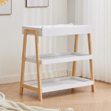 Garvee Baby Changing Table with Waterproof Pad and 2 Tier Storage Shelves for Newborns, 35.25x18.85x34.75 in, White