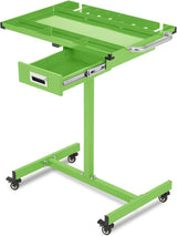 Garvee Rolling Work Table Heavy Duty Steel Adjustable Workbench with Wheels for Garage Workshop 35-45 Inch Height Black - Green