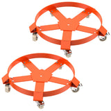 Garvee 55 Gallon Drum Dolly Heavy-Duty Steel 5 Caster Wheels Orange 2 Pack