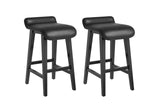 Garvee 26.2" Bar Stools Set of 2, Modern Upholstered Kitchen Stools with Low Back and Footrest, Counter Height, Wood Legs, Black - Black